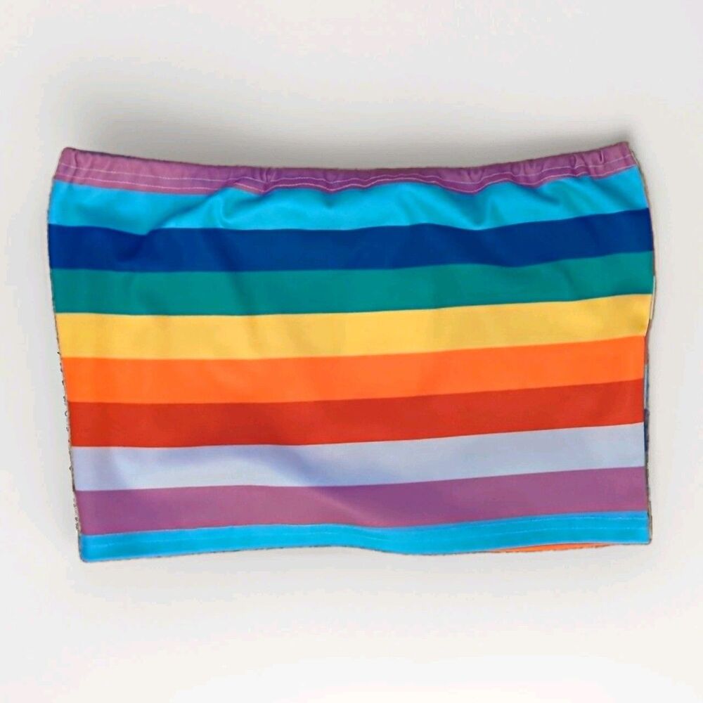 NWT Romwe Women's Multicolor Striped Rainbow Tube Top Size M